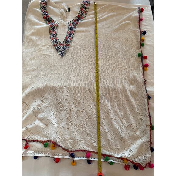 Zury Women's White Tassel Embroidered Swim Coverup Boho Beach Dress OS - Picture 5 of 5